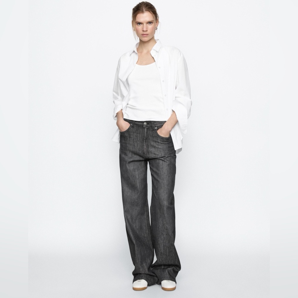 Massimo Dutti Charcoal Wide Leg Jeans